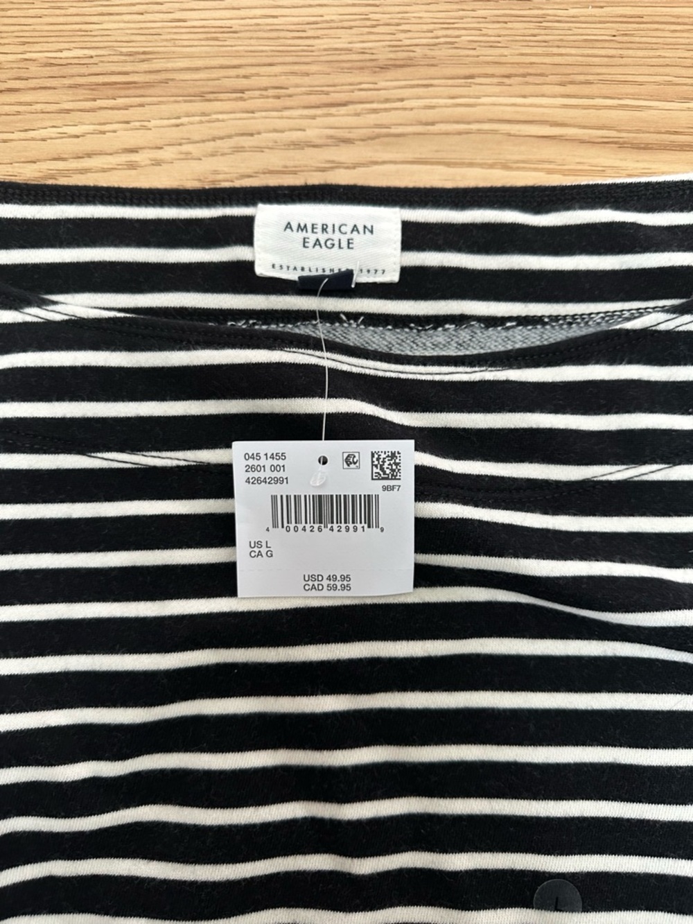 American Eagle Black and White Striped Top - Picture 4 of 5